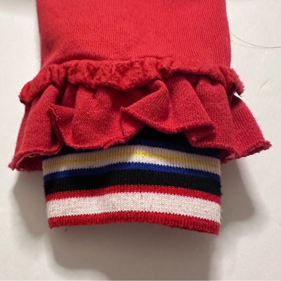 Rebecca Minkoff Stripe Ruffle Sweatshirt Red Size XS Ruffle Cuff Pullover - Picture 4 of 9